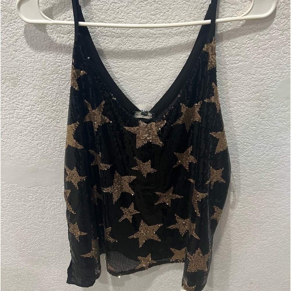 BRAND NEW Black and gold glitter tank top